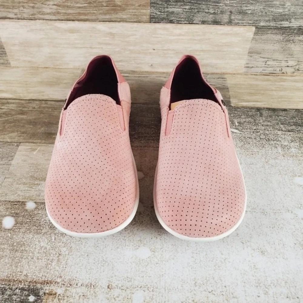 Spenco Siesta Womens Shoe Sz 6.5 W Fuchsia Rose Pink White Suede Slip On Sneaker